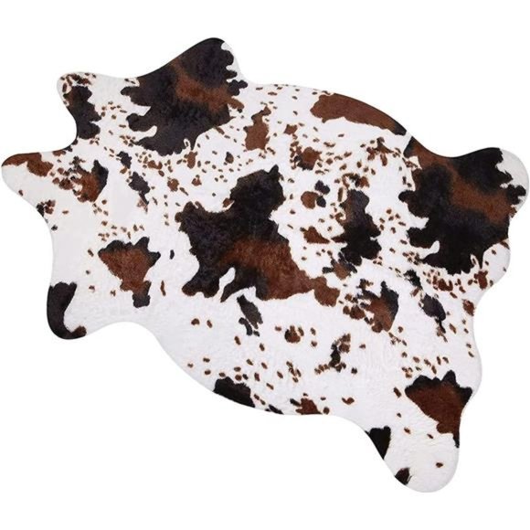 Cowhide Rug Cute Cow Print Rug Western Decor for Living Room Bedroom Faux Animal - Picture 1 of 6